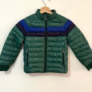 Polo Ralph Lauren Boys Puffer Jacket Green Blue Colorblock Full Zip Size 6